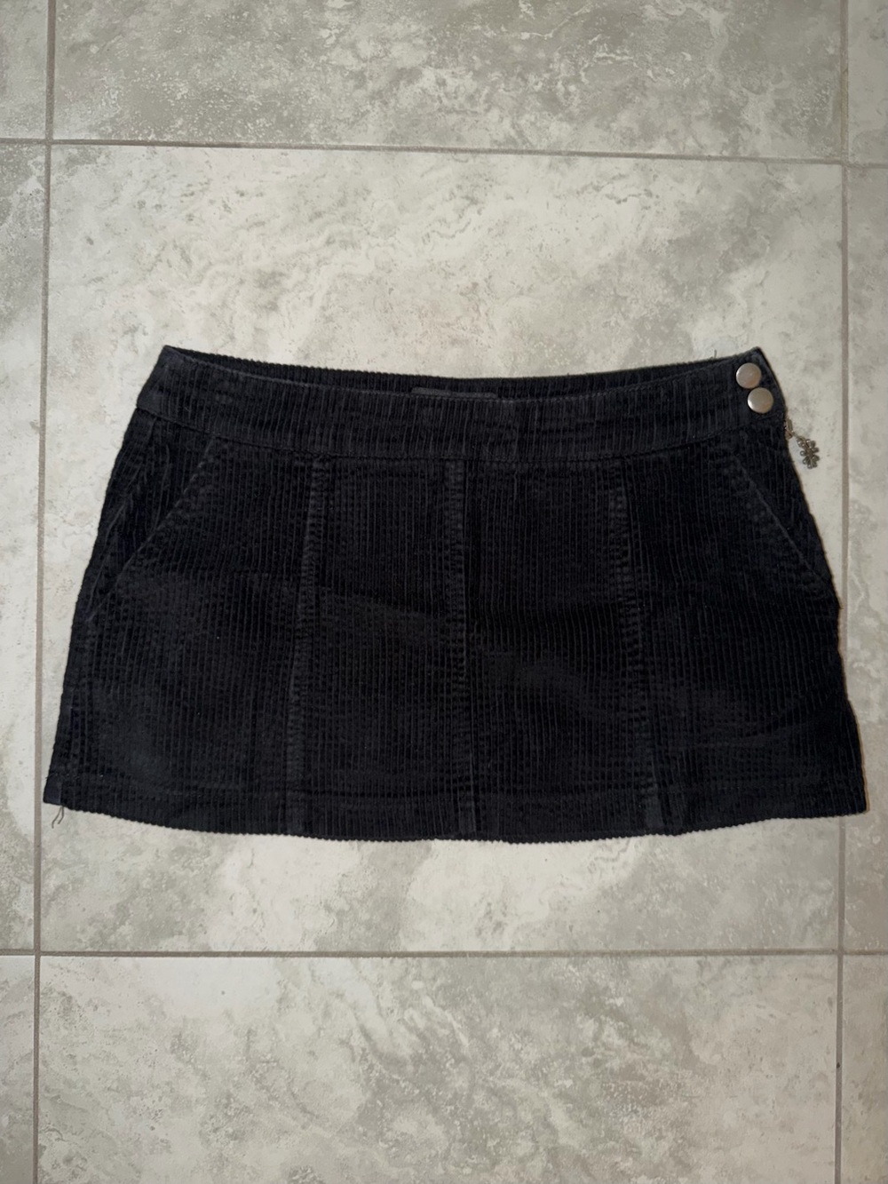 Black Corduroy Mini Skirt